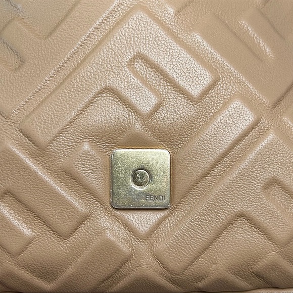 Fendi Nappa FF 1974 Embossed Baguette Bag Beige - Picture 14 of 15